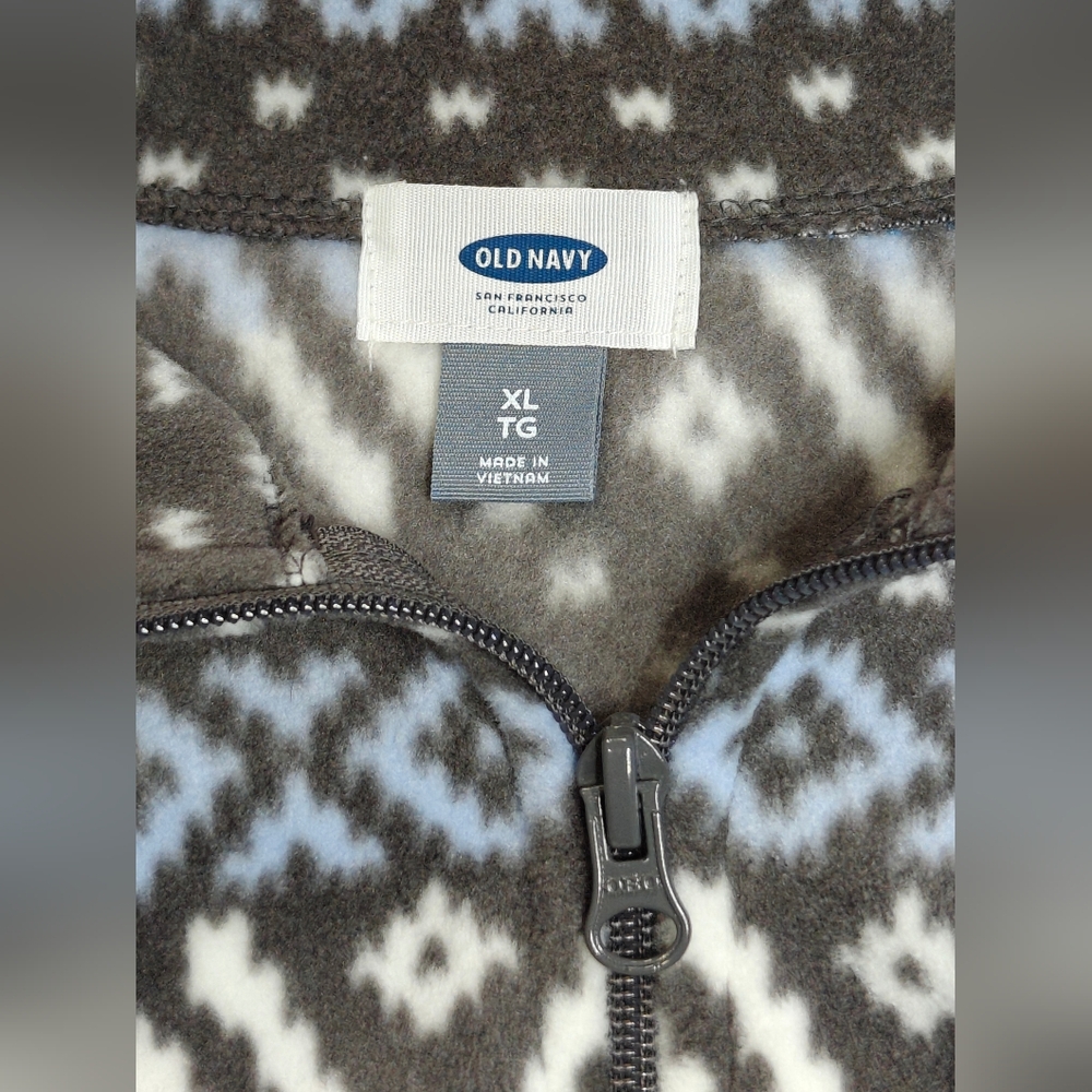Geometric Patterned Zip-Up Fleece Jacket- Men's XL - Picture 5 of 6